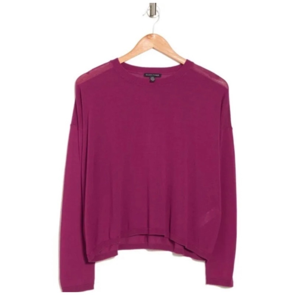 NEW EILEEN FISHER Crewneck Boxy Top in Cerise